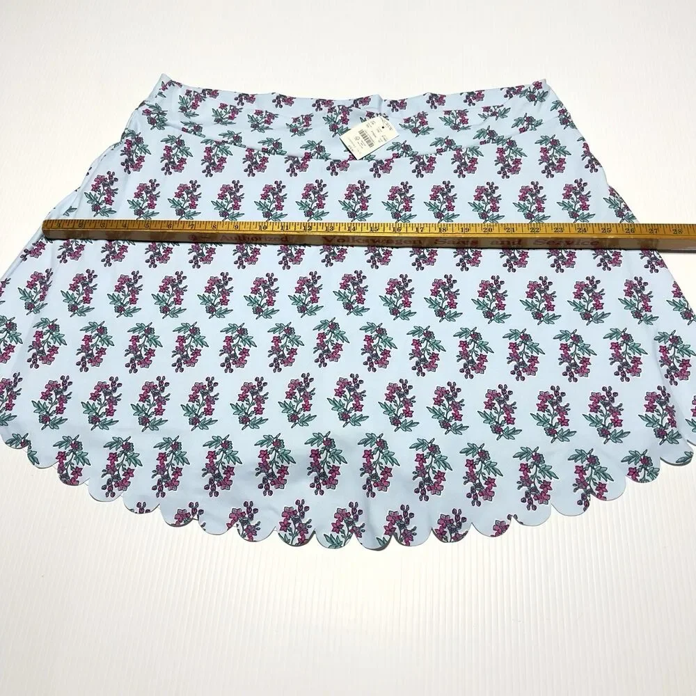 J. Crew Factory Blue Floral Printed Scalloped Hem Active Skort Size 3X NWT